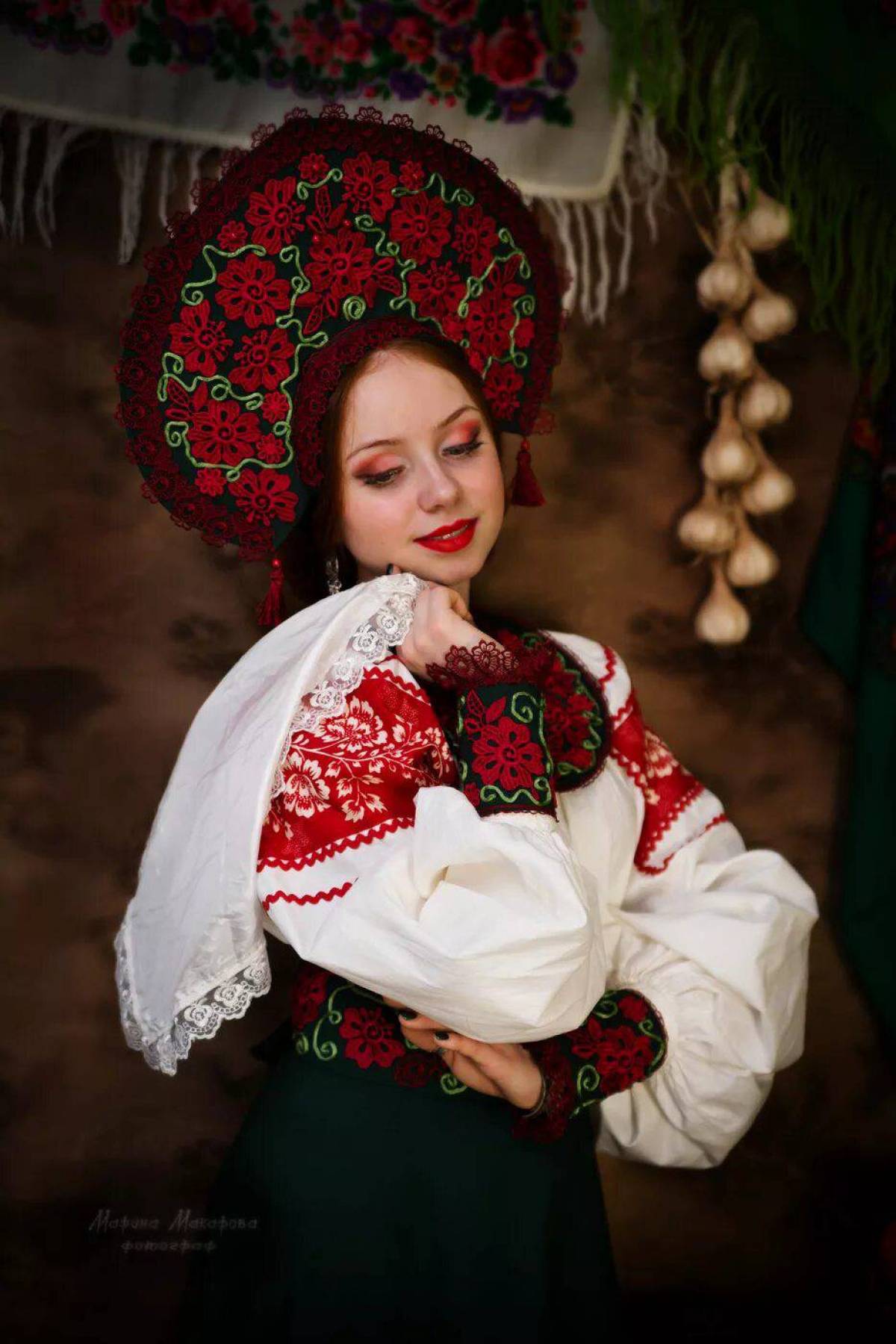 Women in Slavic costumes underwear in Antalya