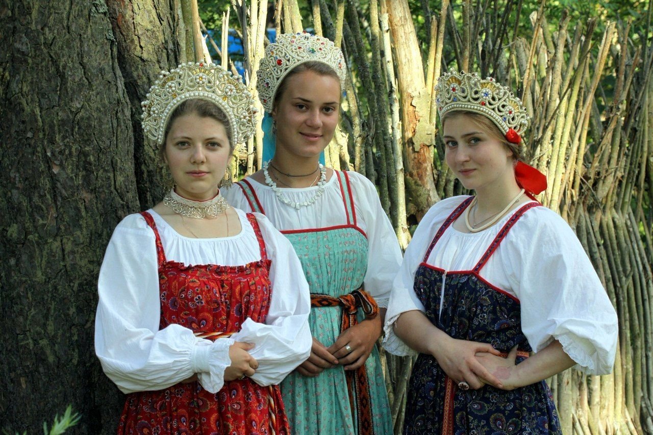 Sexy model Girls in Slavic costumes in Antalya